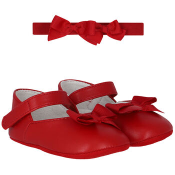 Baby Girls Red Bow Pre Walker Shoes Set